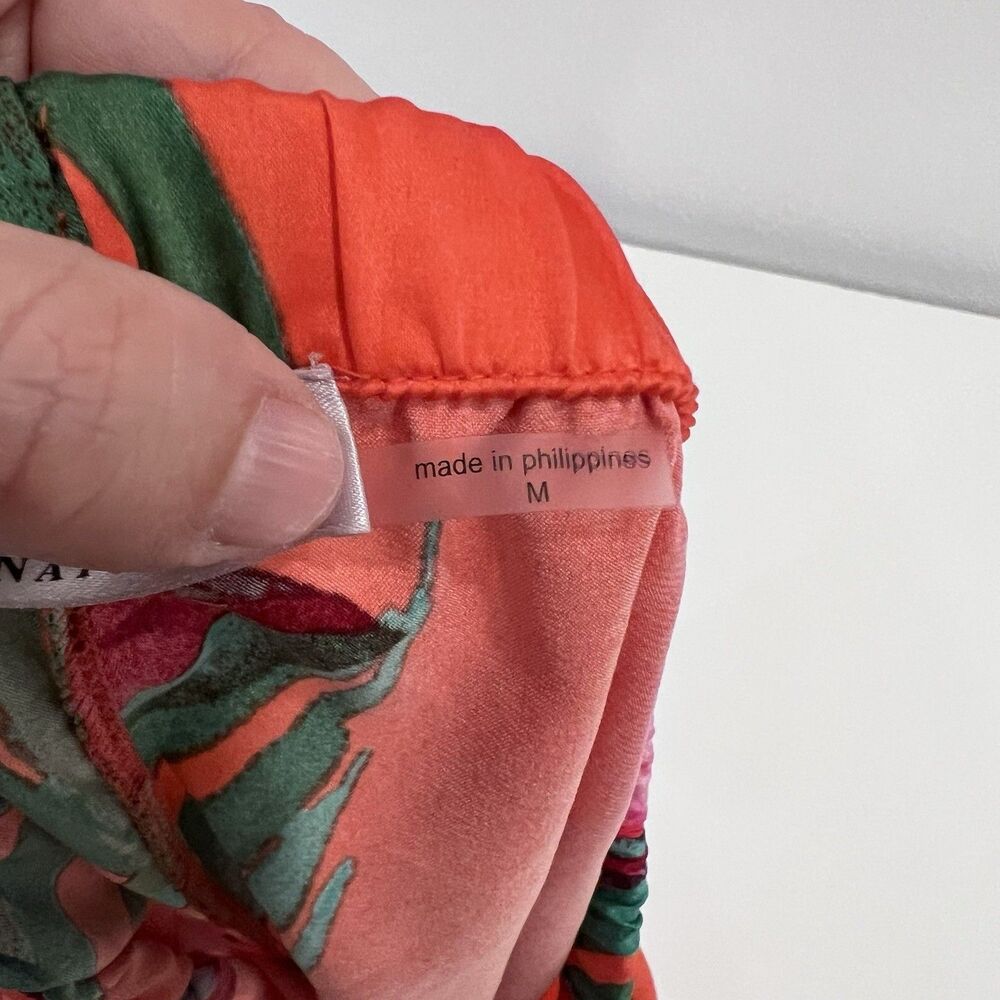 Natori Silky Satin Pajama Pants Medium Pull On Tropical Floral Loungewear Soft - Picture 4 of 7